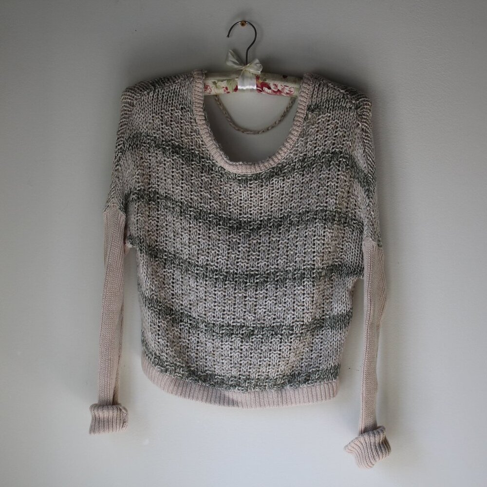 FREE PEOPLE Sea Mist Open Back Sweater Sz Sm